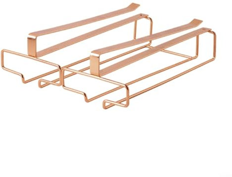 Stylish Under Cabinet Wine Glass Holder with Secure Design and Easy Installation (Rose gold)