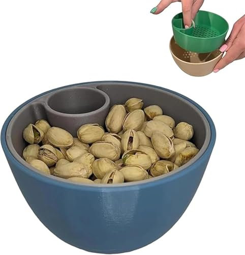 GDBTJIMH Bol à collation double couche avec compartiment pour déchets alimentaires, imprimé en 3D, pour pistaches, graines de tournesol et bonbons