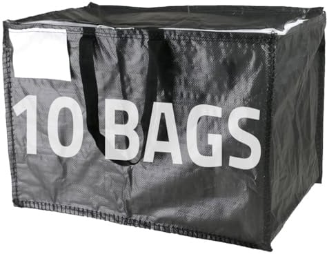 Moving & Storage Bags – HEAVY DUTY 100L - PREMIUM Grade, Reusable Zippered Tote for Moving House, Clothes Storage, Camping, Attic & More – Industrial Strength Laundry & Utility Bag (10 Bags)