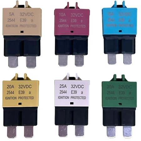 VEGOATY Lot de 6 Disjoncteurs 12 V : Réinitialisation manuelle Disjoncteur de sécurité Low Profile Auto Reset Disjoncteur Automatique Disjoncteur de Voiture Réinitialisable Manuel pour Voiture, Camion