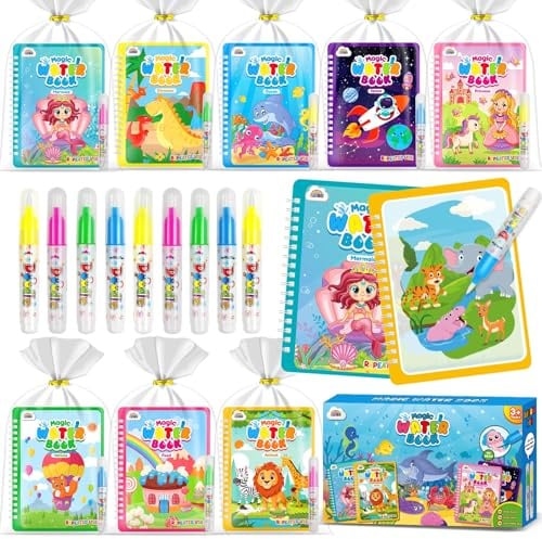 ZMLM 16 Libri da Colorare con acqua gadget compleanno bambina bambino bambini, Riutilizzabili mini libri da colorare Magico Pittura per di 4-8ann regalini fine festa compleanno bambini (16Classica)