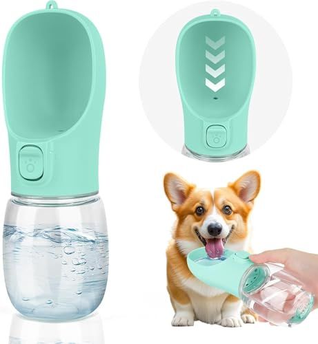 Gourde Chien Promenade, 350ml Bouteille d'eau Portable pour Chien, Convient pour la Marche, Les Voyages, Le Camping et Les ActivitéS Similaires (Vert)