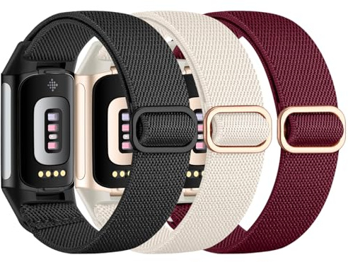 Epova Nylon Straps Compatible with Fitbit Charge 6 Strap - Fitbit Charge 5 | Waterproof Soft Elastic Sport Replacement Bands for Charge 5/ Charge 6 Fitness Tracker Accessories Women Men