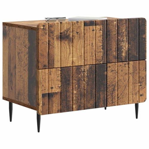vidaXL Nachttisch Altholz 62 x 34,5 x 49,5 cm Holzwerkstoff, Wohnzimmer, moderner Nachttisch, Stauraum, kompakter Beistelltisch, minimalistischer Organizer, Möbel für Zuhause
