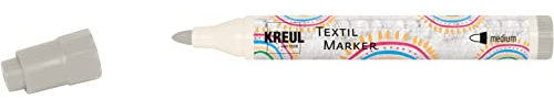 KREUL 90770 - Textil Marker medium, Grau, Strichstärke circa 2 bis 4 mm, Stoffmalstift für helle Stoffe & Textilien, waschecht nach Fixierung