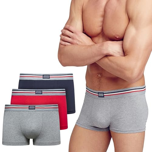 Jockey Cotton Stretch Short Trunk – Boxershorts Herren im 3er Pack, Unterhose mit mittlerer Leibhöhe, Unterwäsche aus Baumwolle und Elasthan, 3er Set in Grau-Melange, in