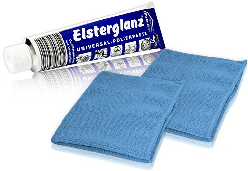 Helmecke & Hoffmann * Elsterglanz Universal-Polierpaste für Metalle XXL-Tube 150 ml + Zwei Mikrofaser-Tücher | Das Original aus Deutschland