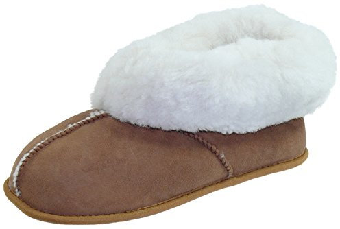 Harrys-Collection Damen Herren Hausschuhe aus Lammfell in 5 Farben, Farben:braun, Schuhgröße:38