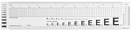 Westcott GA-96 Computerpunktlineal und Pica-Lineal, transparent, Grafikkunst-Lineal, 30,5 cm