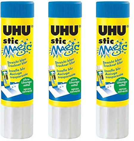 UHU Lot de 3 Bâtons de colle stic MAGIC Sans solvants 21 g