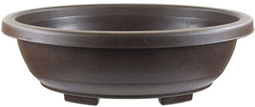 Bonsai pot 47.7x37.7x15cm dark brown oval plastic
