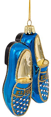 Kurt Adler 12,7 cm Elvis Blue Suede Schuhe Glas Ornament