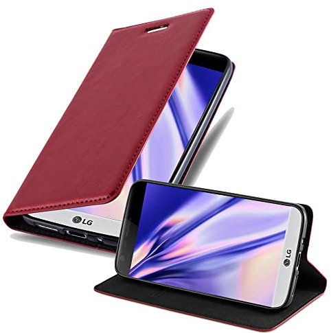 Cadorabo Hülle kompatibel mit LG G5 aus Premium Kunst Leder Flip Klappbare Stoßfeste Magnetische [Standfunktion] [Kartenfächern] Cover Hülle für LG G5 Tasche in Rot
