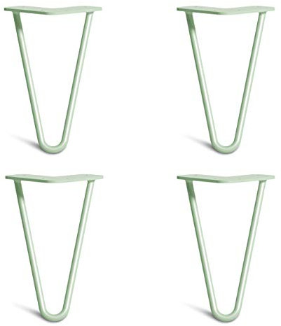 The Hairpin Leg Co. 4X Haarnadel-Tischbeine: Doppel-Schweiß Stahl, Schrauben, Anleitung, Schutzfüße. Klassischer 10mm 2 Stangen Stil. 10cm Pastellgrün