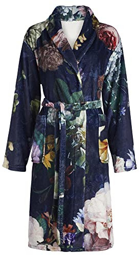 ESSENZA Bademantel Fleur Nightblue, XXL - 100% Polyester - Blumen Pfingstrosen Tulpen