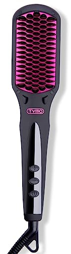 TYMO Ionic Hair Straightener Brush - One-Step Hair Straightener for Women, Straightening Brush with Negative Ions, 16 Temp Settings, LCD Display, Dual Voltage, Hot Comb Flat Iron for Frizz-Free Styles