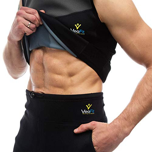 VEOFIT Canotta Modellante Uomo Maglia per sudare Uomo in Neoprene all’Azione Sauna e Bruciatore di Grassi Uomini Taglia L - Offerta: Guida Fitness e Borsa da Trasporto