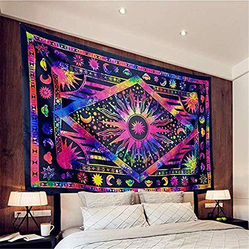 CULASIGN Wandteppich indischer Mandala Tapestry Hippie Bohemian Psychedelic Wandtuch Wandbehang Wand Dekoration Tagesdecke Orientalisch (Lila)
