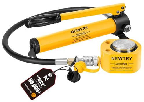 NEWTRY 20T Low Profile Hydraulic Jack Porta Power Kit + CP-180 Manual Hydraulic Hand Pump, Industrial Mini Hydraulic Cylinder, Stroke 0.47”