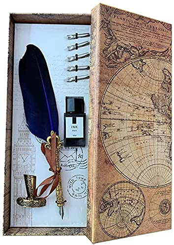 YASUI Kalligraphie Stift Set Englisch Schreibfeder Dip Pen Feder Stifte mit Tinte,5 Pen Nibs Kalligraphiestift, Geschenkset für Schreiben Unterschriften