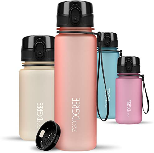 720°DGREE Gourde Enfant 500ml “uberBottle“ +Tamis à Fruits, softTouch - Sans BPA, Anti-fuite - Bouteille d'Eau Plastique, Water Bottle idéale pour École, Kids, Filles & Garçons, Sport, Vélo, Voyages