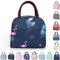 LuckY.Ss Insulated Lunch Bags Small for Women Work,Student Kids to School,Thermal Cooler Tote Bag Picnic Organizer Storage Lunch Box Portable and Reusable (Navy Flamingo)