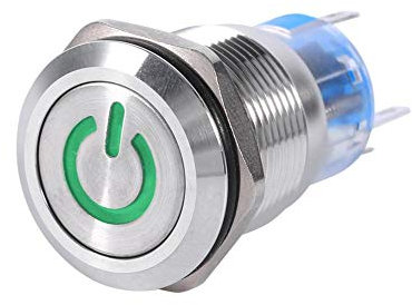 1 PCS 19mm 12V LED Impermeable Inoxidable Autoblocante Enclavamiento Pulsador Interruptor de encendido Clasificación IP IP65 IK08 Rojo, verde, azul, (opcional)(Verde)