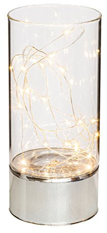 creativ home LICHTGLAS, LED Glas, Dekoglas mit Licht, Dekogefäß rund mit 20 LED.20 x 9 cm. Art.: 4617501-00