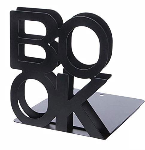 Buchstützen aus Metall, strapazierfähig, L-förmig, Buchstabe, rutschfeste Buchstützen für Regale, 1 Paar für Büro, Schwarz