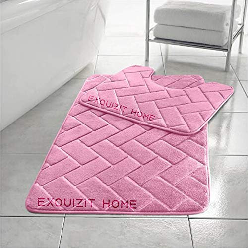EXQUIZIT HOME Block Badematten-Set, Memory-Schaum, WC-Vorleger, 2-teilig, weich, saugfähig, rutschfest, 50 x 80 cm, WC-Vorleger (50 x 40 cm)