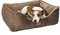 ib style Milo Hundebett, Hundekorb waschbar, Hundecouch, Schlafplatz kleine Hunde, Hundesofa, Abnehmbarer Bezug, S Braun