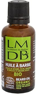 La Maison du Barbier - Huile à Barbe aux 4 Huiles Bio - Ecocert Cosmos Organic, 100% d’Ingrédients d’Origine Naturelle, 93% Issus de l’Agriculture Biologique - Fabrication Française - 30 ml