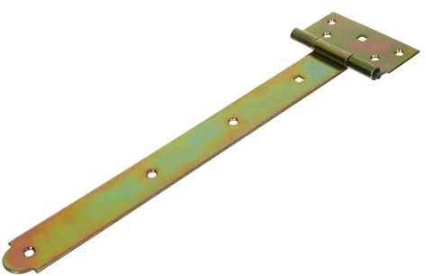 NAJDER Set di 2 cerniere a T zincate da 350 mm, carniere per legno, cerniera a croce in legno per cancelli da giardino, per uso interno ed esterno, decorativa, giallo zinco