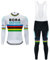 Radtrikot Set Herren Fahrradtrikot, Langarm Set mit 20D-Gel-gepolsterten Langarm Trägerhose Radhose, Atmungsaktiv Elastische Schnell Trocknend Fahrradbekleidung Set für Radfahren MTB