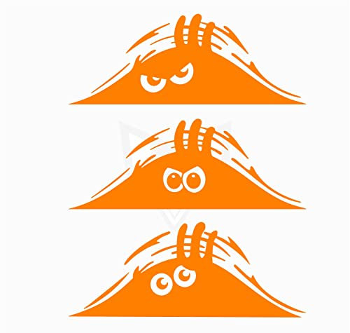Artstickers 3 Stück Aufkleber, Monster, lustig, 19 x 7 cm, für Auto oder Motorrad (orange)