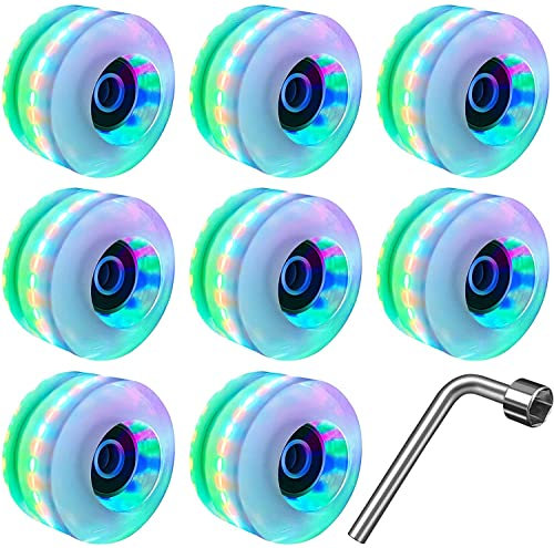 通用 Skateboard Rollen Mit Kugellager, Leuchtend Skate Räder Rollschuhe Rollen Ersatz-Roller Für Doppel Reihe Skating Und Skateboard, 82A 32mm x 58mm, 8 Stück (Farbe)