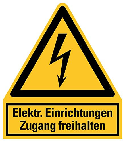 Aufkleber Warnaufkleber Elektrische Einrichtungen Zugang freihalten Warnung Warnschild Folie signalgelb ähnl. ISO 7010 | Größen wählbar Made in Germany, Größe: 210x245 mm
