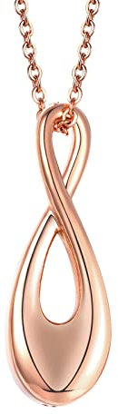 Beydodo Asche Kette zum Befüllen, Urnen Halskette 50CM Rosegold mit Anhänger Unendlichkeit Gedenkanhänger Kette Edelstahl Damen für Asche Andenken
