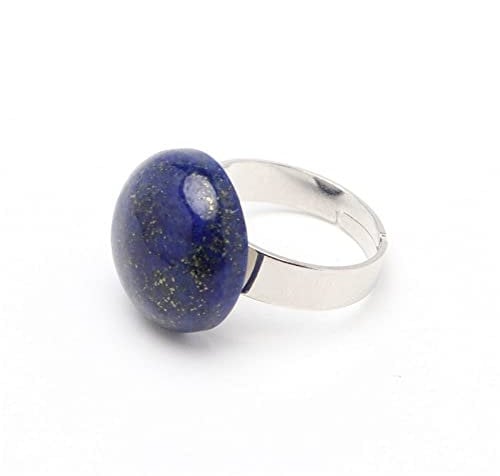 WLLDDDIU Natürlicher Blauer Lapislazuli-Ring Kristallrunder Ring Verstellbarer Damen-Ring Mit Offenem Stein Reiki-Balance-Knöchel-Finger-Ringe Ewigkeitsring Für Frauen, Mädchen, Männer