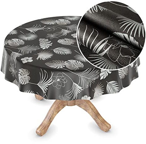 Wachstuchtischdecke Wachstuch Tischdecke abwaschbar Wachstischdecke Rechteck, rund, oval Premium Prägung Gartentischdecke Elegance Rund 100cm Schnittkante Sofia