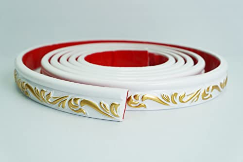 Colamo Abziehstreifen für Kanten, Seitenkörper, flexible Klebeleisten und Zierleisten für Wand, Spiegel, Decke, Fenster und Türrahmen, selbstklebend, 4,5 m, Weiß
