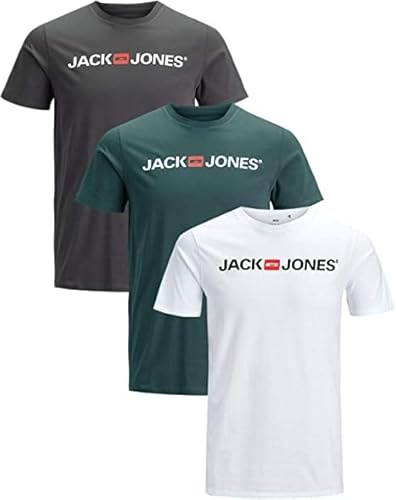 JACK & JONES Herren T-Shirt Multiset (3er Slim Fit Pack 5, XL)