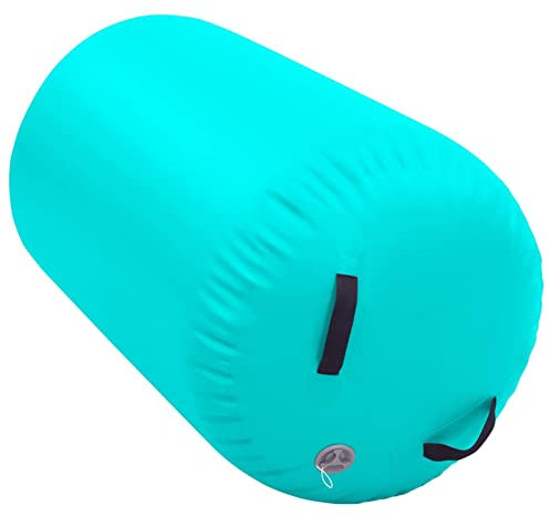 Gecheer Aufblasbare Gymnastik Rolle mit Pumpe Aufblasbare Luft Rollen, Yoga Gymnastic Zylinder, Gym Air Barrel, PVC Grün 100x60 cm
