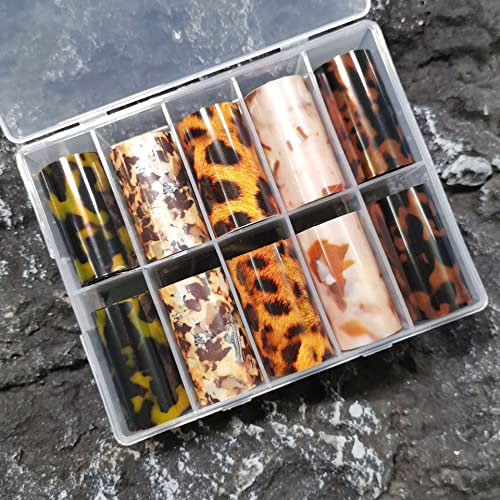 DIY Manicure Starry Sky Transfer Paper Autumn Nail Foil Tortoiseshell Leopard Stickers Amber(13)