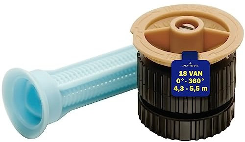 Difusor Tobera 18 Van para Aspersores de Riego Cesped con Sector de Riego Ajustable de 0° a 360° y un Alcance de hasta 4,3-5,5 m Garantía de 10 Años - MONTERAL
