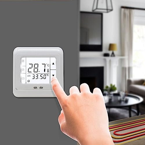 Underfloor Heating Thermostats Programmable 16A, Digital Thermostat Touchscreen Underfloor Heating Room Controller Floor Sensor