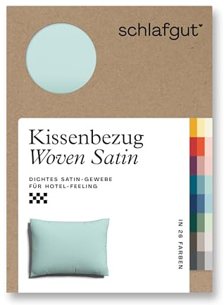 schlafgut Woven Satin Kissenbezug 60x80 cm Petrol Light Uni in Premium Hotelqualität, Kopfkissenbezug einzeln mit 100% weicher Baumwolle
