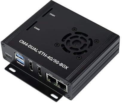 Dual Gigabit Ethernet 5G/4G Mini-Computer basierend auf Raspberry Pi Compute Module 4 (nicht im Lieferumfang enthalten) Metallgehäuse mit Lüfter