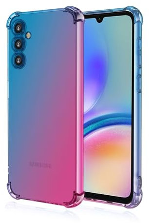 EASSGU Custodia per Samsung Galaxy A25 5G (6.5 Inches), Cover Silicone TPU Colore Sfumato Trasparente, Custodia per Telefono Antiurto e Antigraffio - Blu Rosa