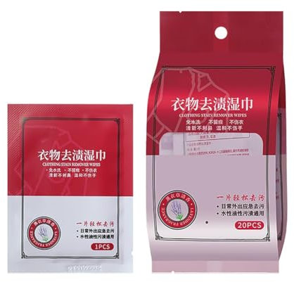 Clothes Stain Removal Wipes, Stain Removal Wet Wipes, Dry Cleaning Wipes For Clothes, Individual Wrapped Cleaning Wipes, Down Jacket Dry Cleaning Agent (20PCS)